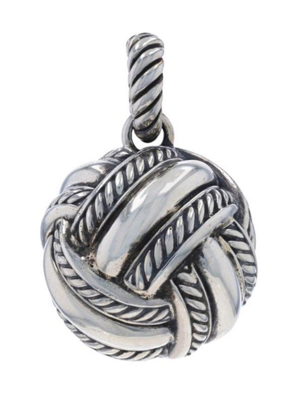 David Yurman Woven Cable Knot Enhancer Pendant - Sterling Silver 925 Ball Orb